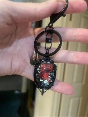 Gothic Red Roses Bag Charm/keychain